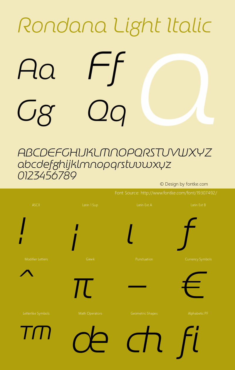 Rondana-LightItalic XPDF Font Sample