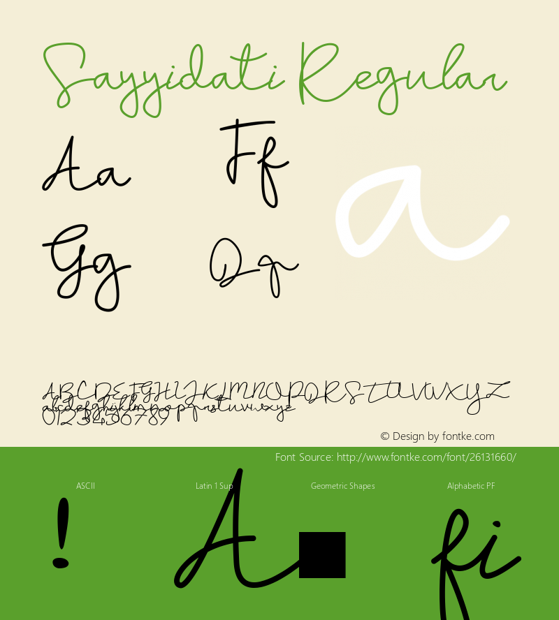 Sayyidati Regular Version 1.002;Fontself Maker 2.3.0 Font Sample