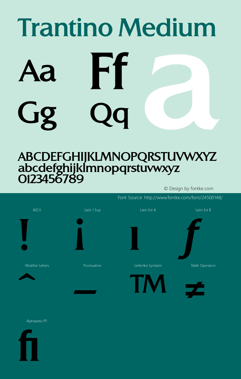 TrantinoMedium Version Font Sample