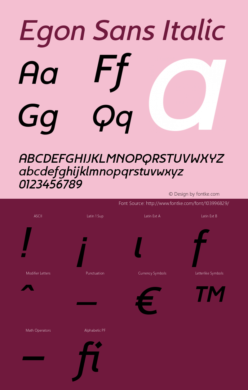 Egon Sans Italic 001.000 Font Sample