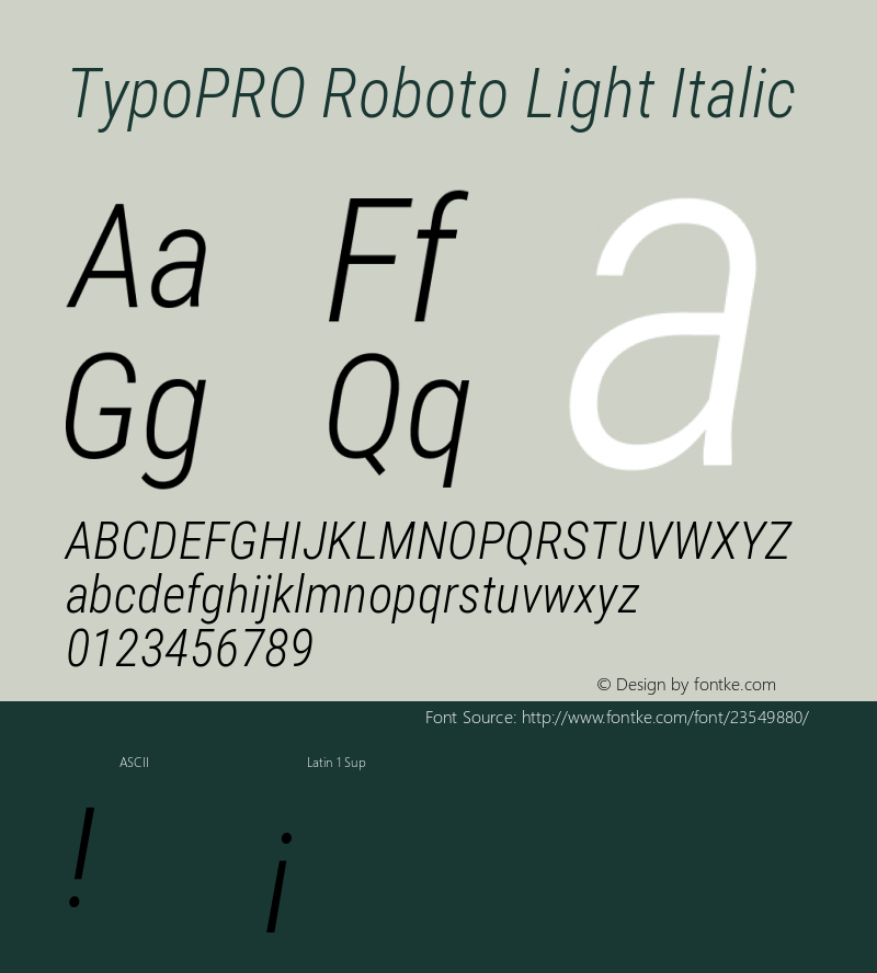 TypoPRO Roboto Condensed Light Italic Version 2.136; 2016 Font Sample