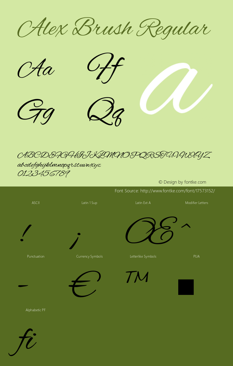 Alex Brush Regular Version 1.003 Font Sample