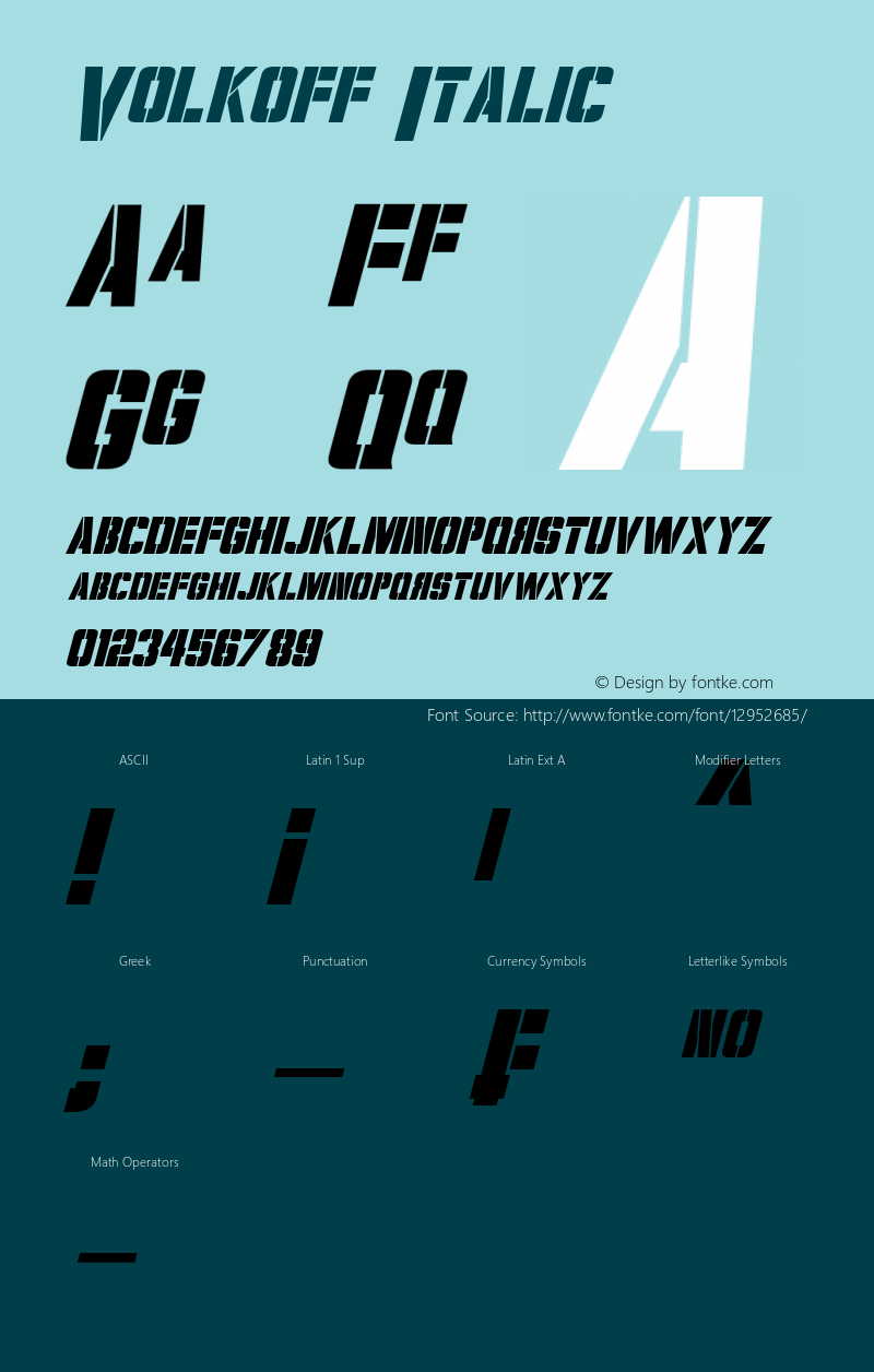 Volkoff Italic Version 1.10 February 20, 2016 Font Sample