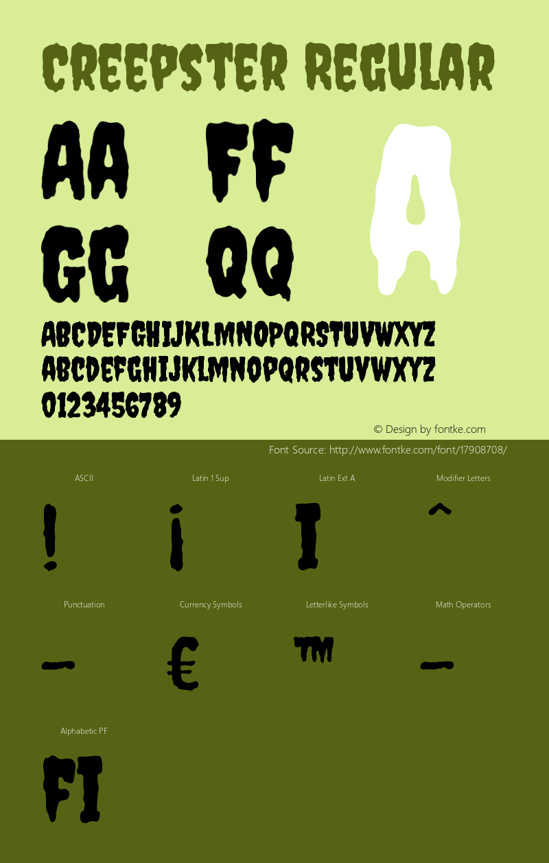 Creepster Regular Version 1.002 Font Sample