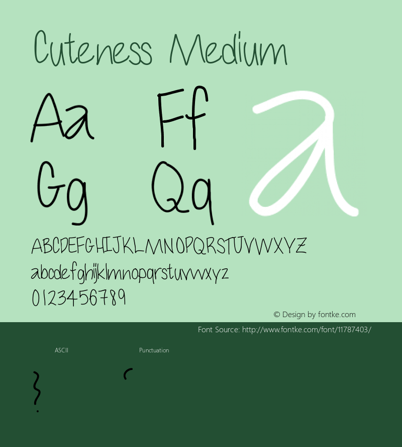 Cuteness Medium Version 001.000 Font Sample