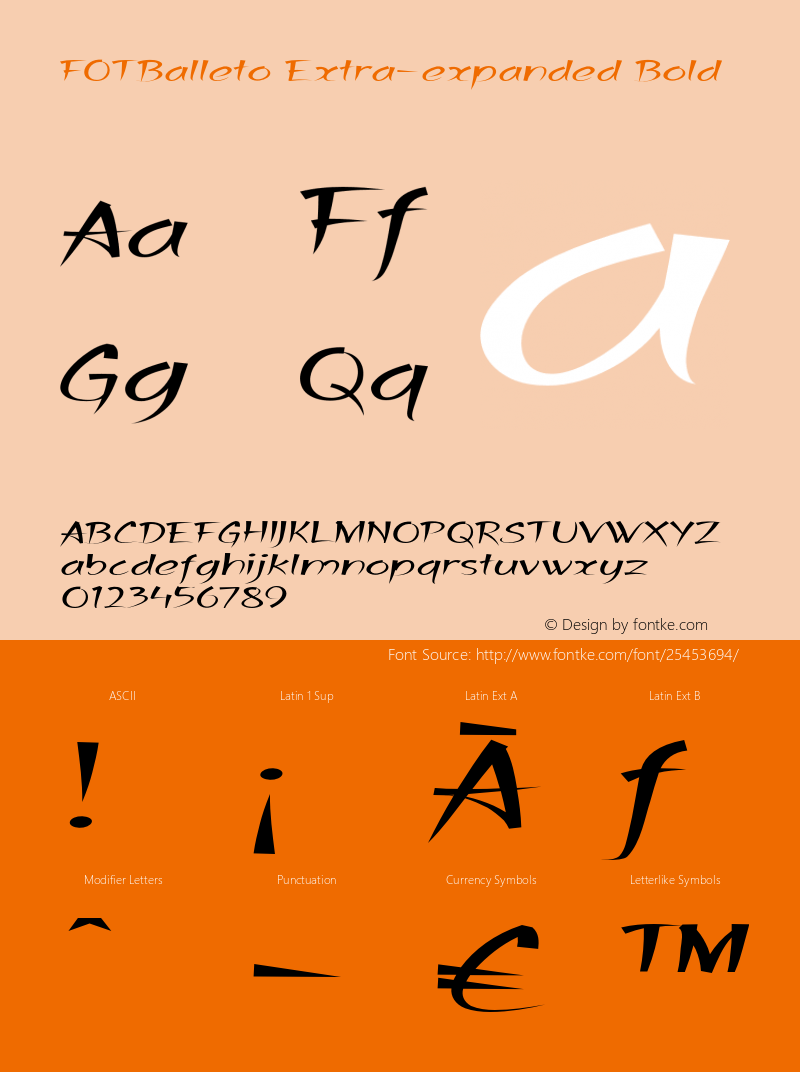 FOTBalleto-ExtraexpandedBold Version 1.500 Font Sample