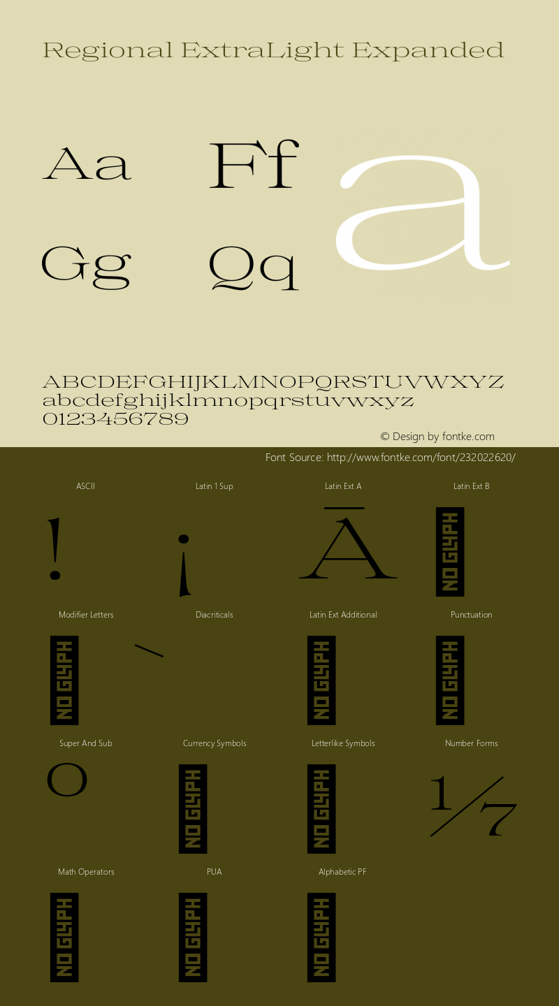 Regional ExtraLight Expanded Version 1.000;hotconv 1.0.109;makeotfexe 2.5.65596图片样张