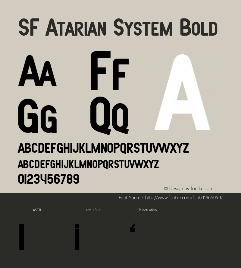 SF Atarian System Bold ver 1.0; 1999. Freeware. Font Sample