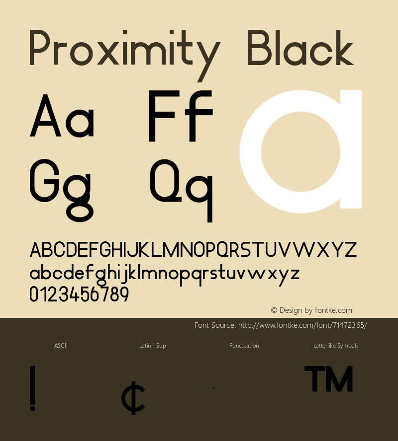 Proximity Black Version 1.000 Font Sample