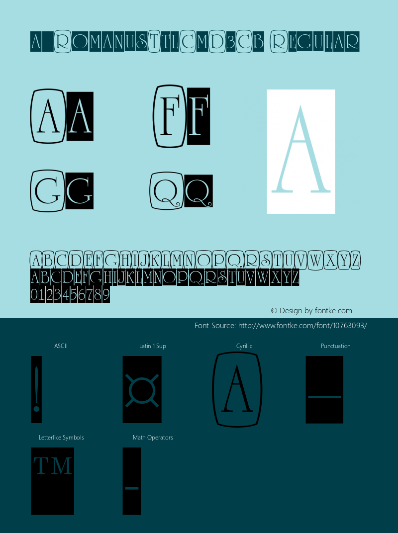 a_RomanusTtlCmD3Cb Regular 01.03 Font Sample