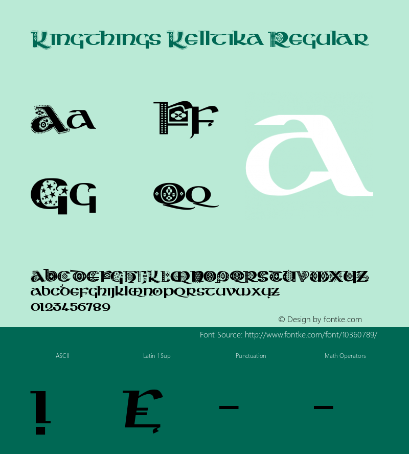 Kingthings Kelltika Regular Version 1.0 March  2003 Font Sample