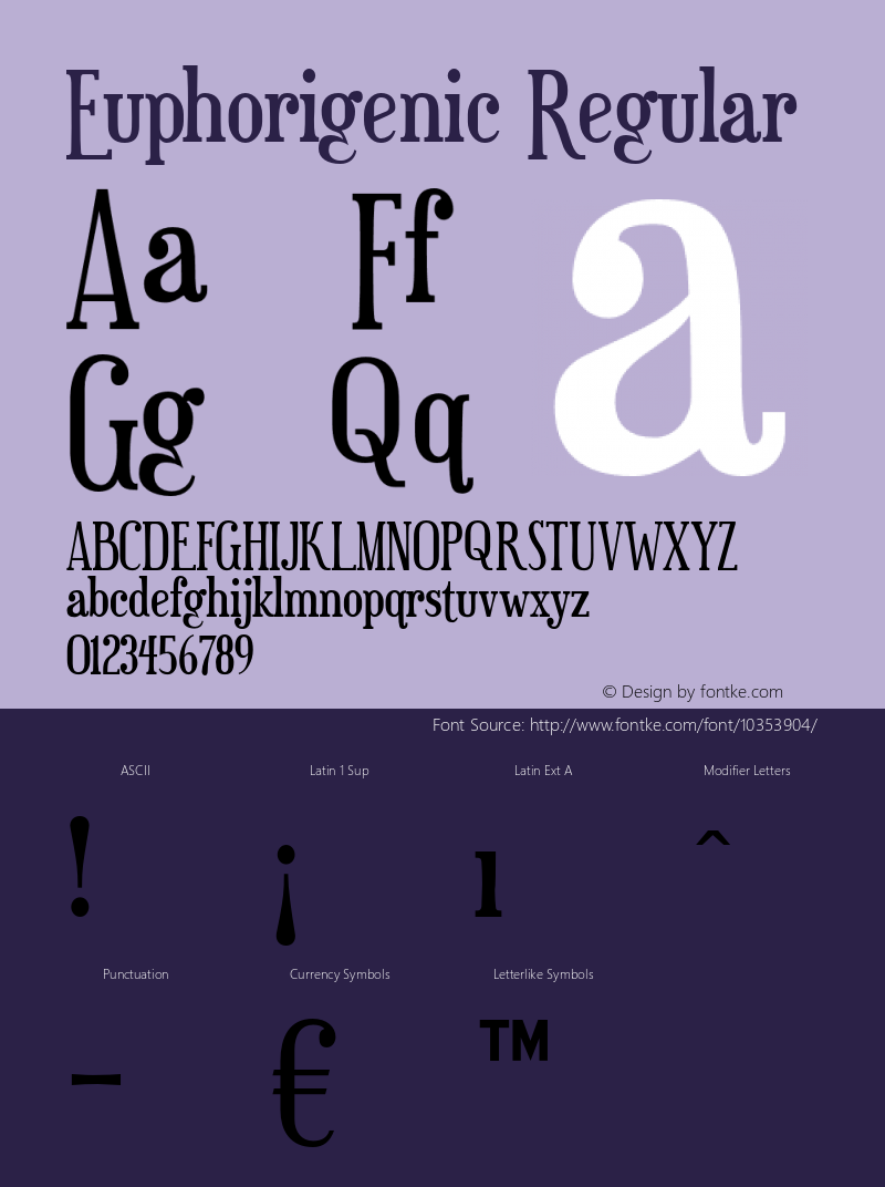 Euphorigenic Regular OTF 4.000;PS 001.001;Core 1.0.29 Font Sample