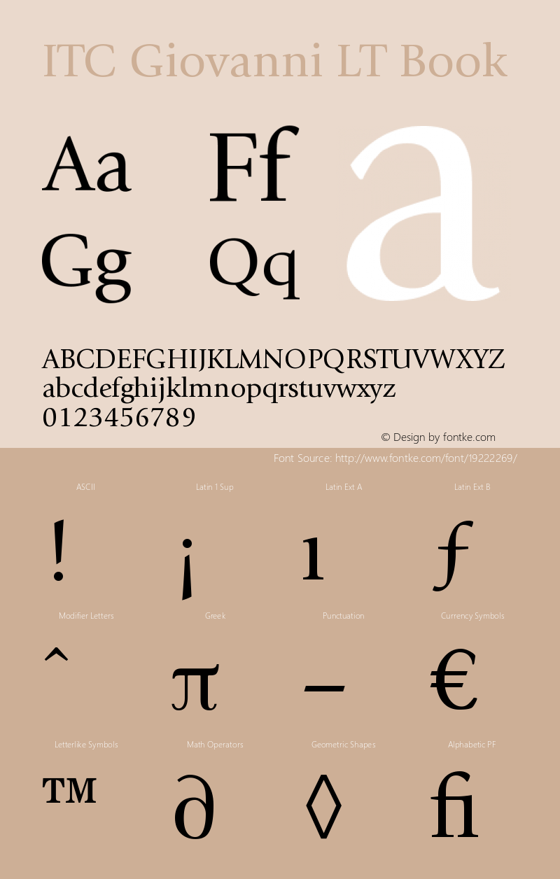 ITC Giovanni LT Book Version 006.000 Font Sample