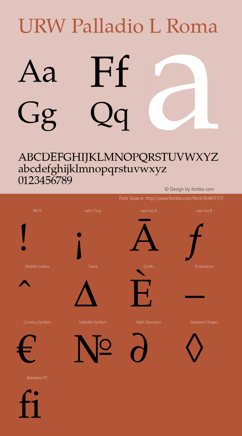 URW Palladio L Roma Version 1.06 Font Sample