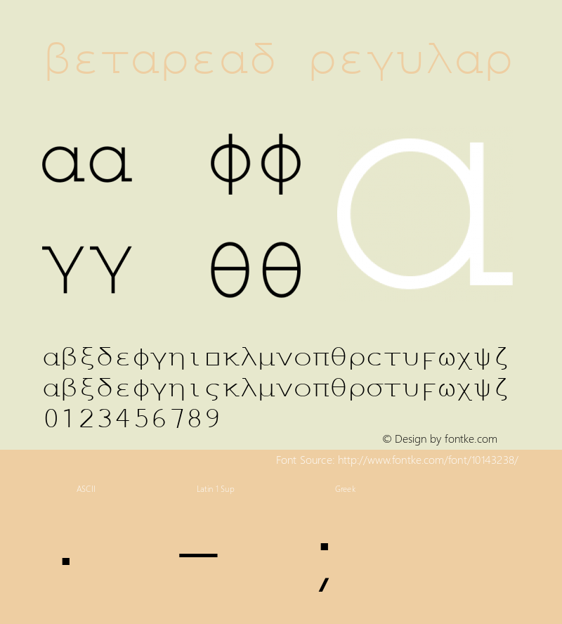 Betaread Regular Version 1.1; 2000 Font Sample