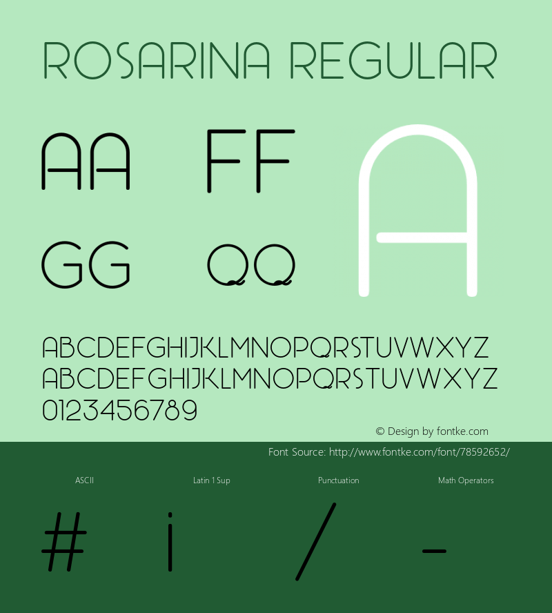 Rosarina Version 1.000 2016 initial release Font Sample