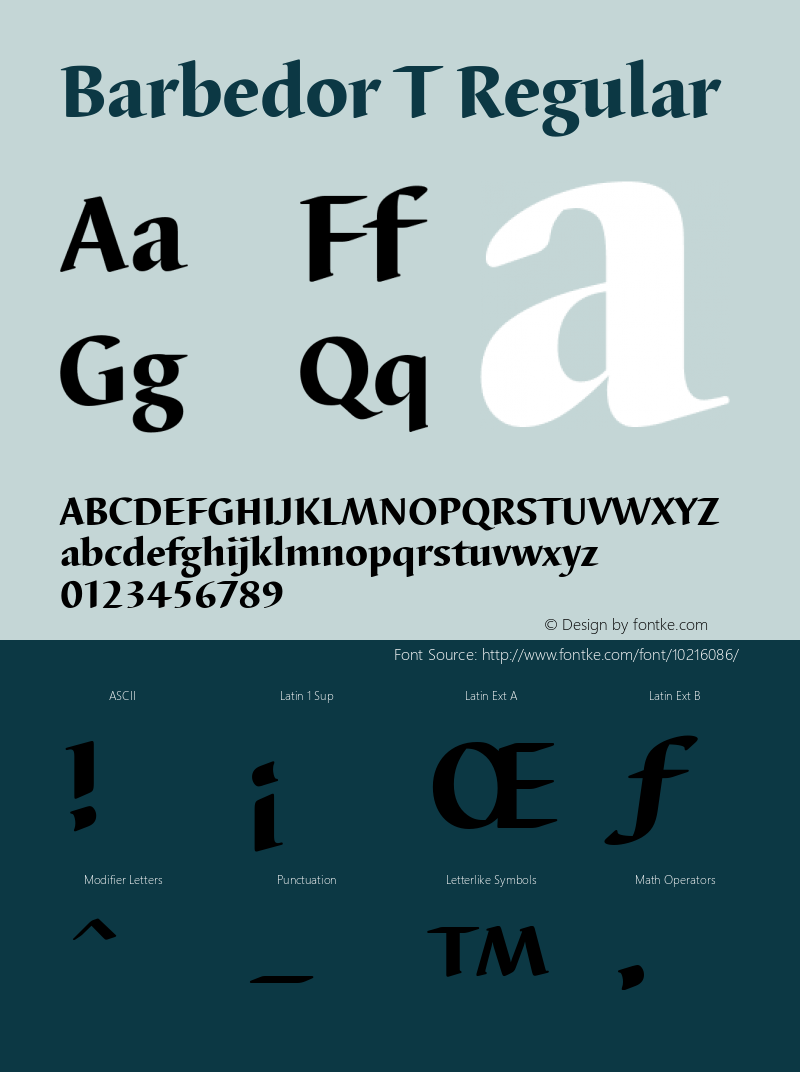 Barbedor T Regular Version 1.05 Font Sample