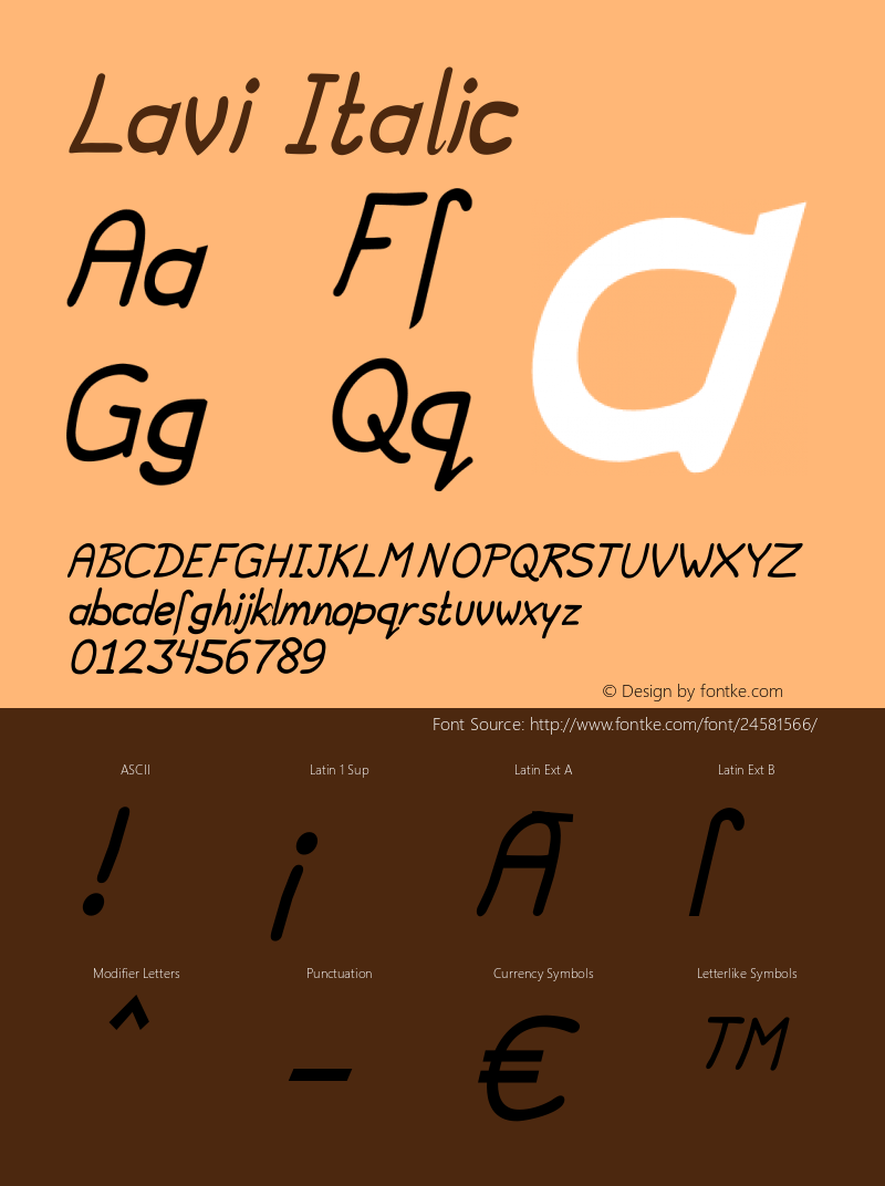 Lavi Italic Version 1.0 Font Sample