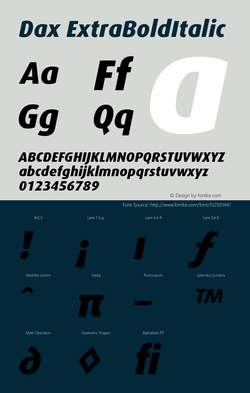 Dax ExtraBoldItalic Version 001.000 Font Sample