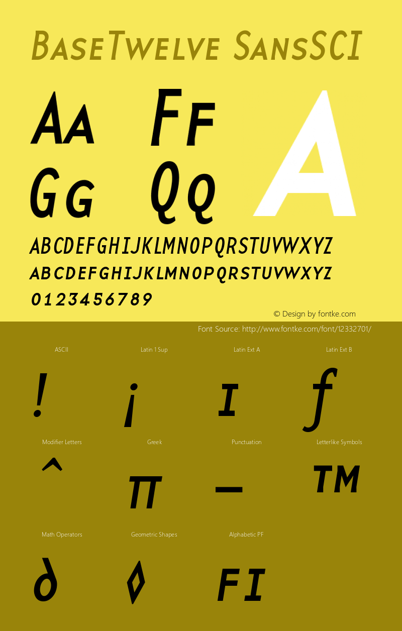 BaseTwelve SansSCI Version 001.000 Font Sample