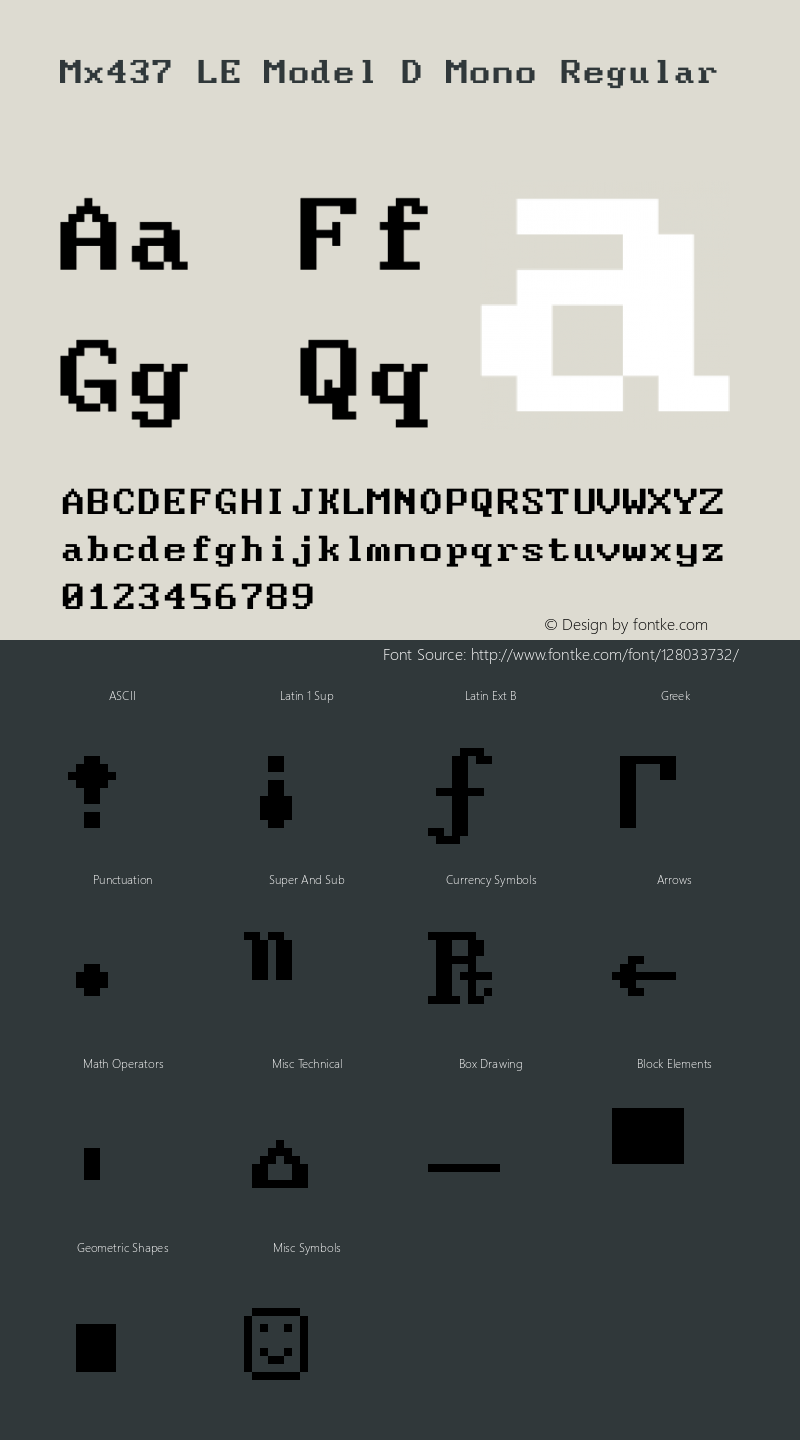 Mx437 LE Model D Mono v2.2-2020-11 Font Sample