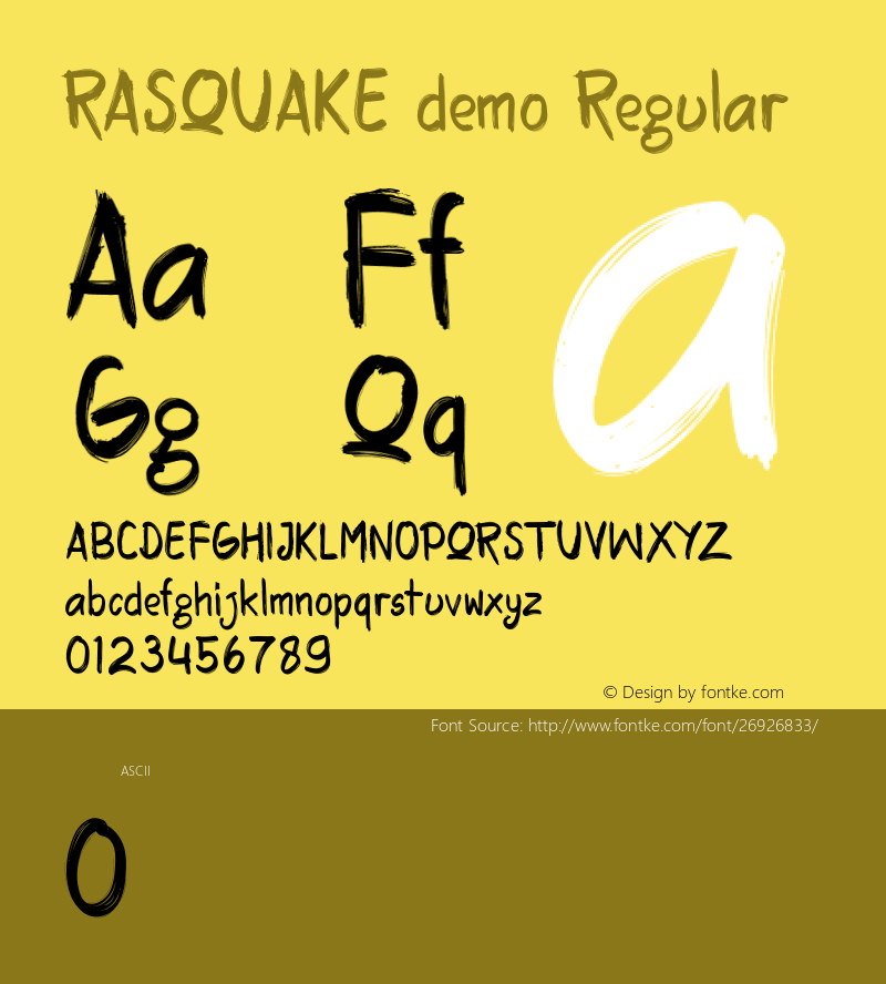 RASQUAKE demo Version 1.000 Font Sample