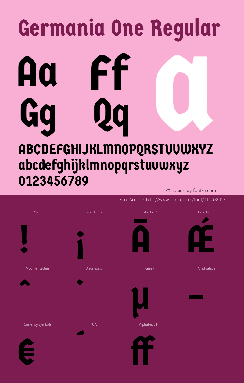 Germania One Regular Version 1.001 Font Sample