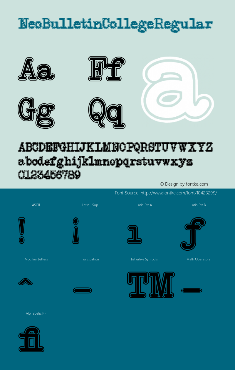 NeoBulletin College Regular Version 1.000 2012 initial release Font Sample