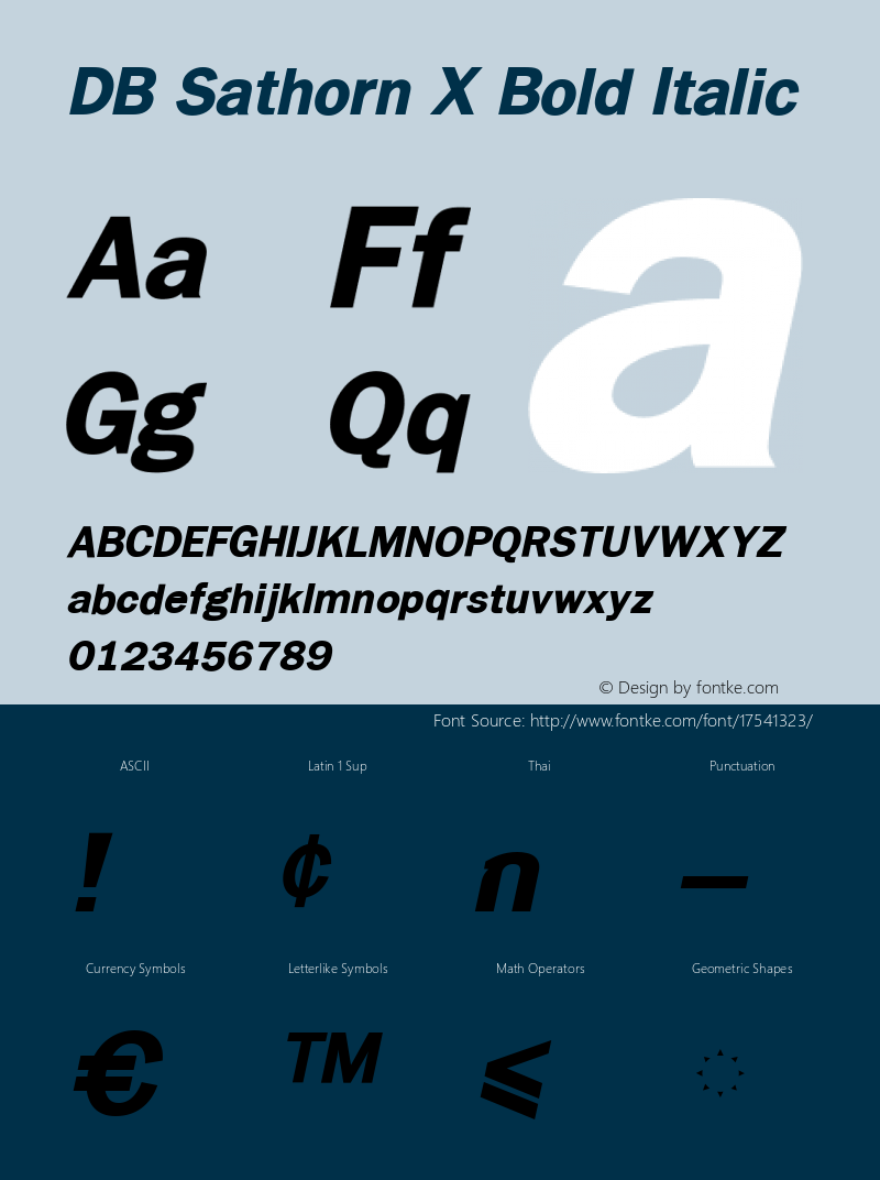 DB Sathorn X Bold Italic Version 3.000 2006 Font Sample