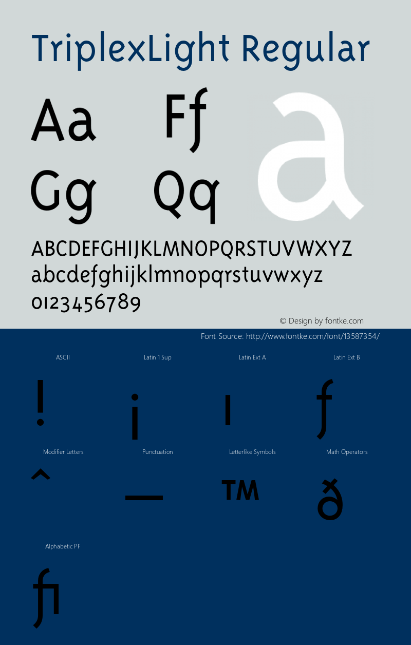 TriplexLight Regular 001.001 Font Sample