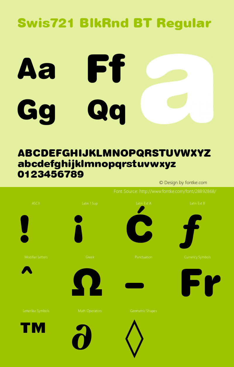 Swiss 721 Black Rounded BT mfgpctt-v4.4 Dec 22 1998 Font Sample