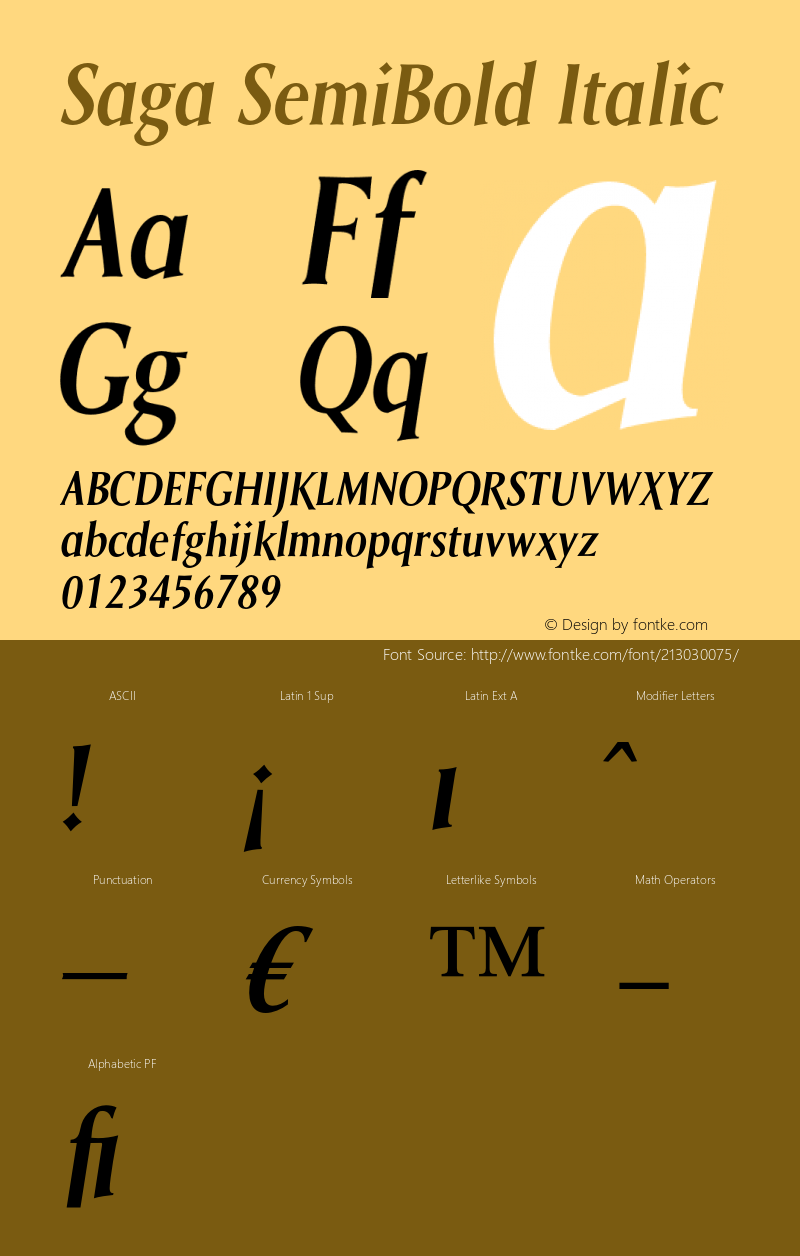 Saga SemiBold Italic Version 1.00图片样张