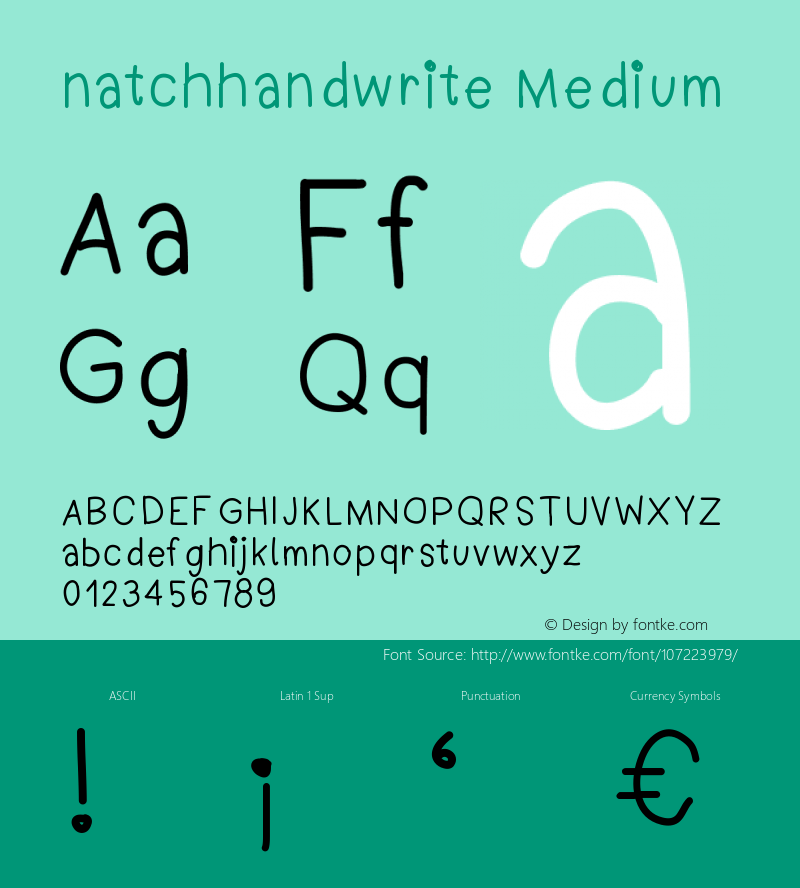 natchhandwrite Version 001.000 Font Sample