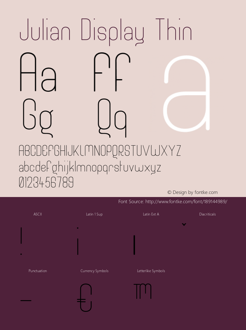 Julian Display Thin Version 1.000;hotconv 1.0.109;makeotfexe 2.5.65596图片样张