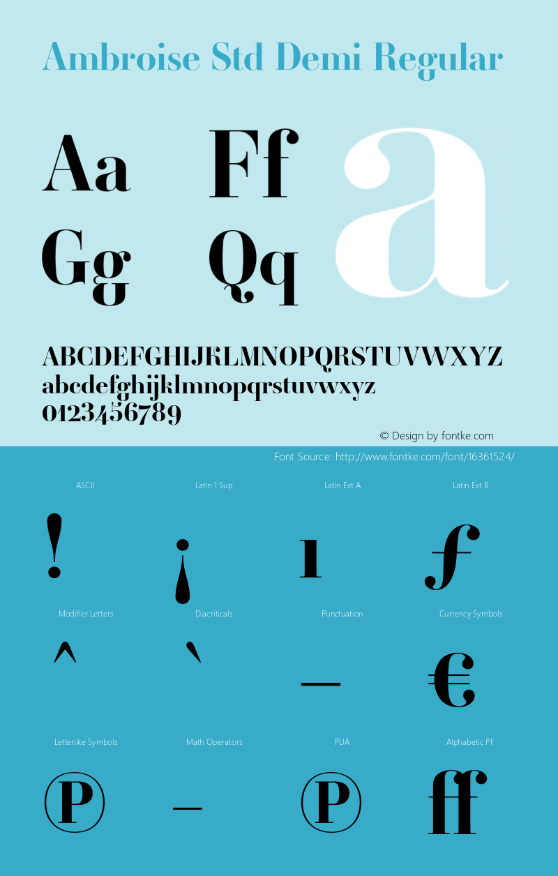 Ambroise Std Demi Regular Version 1.000 Font Sample