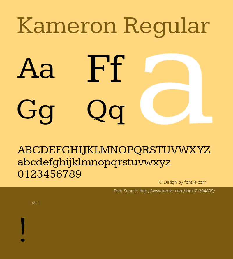Kameron Regular  Font Sample