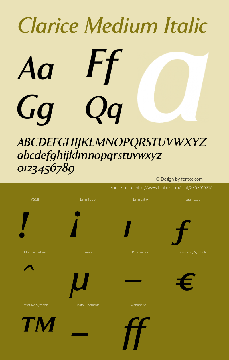 Clarice-MediumItalic Version 2.001图片样张