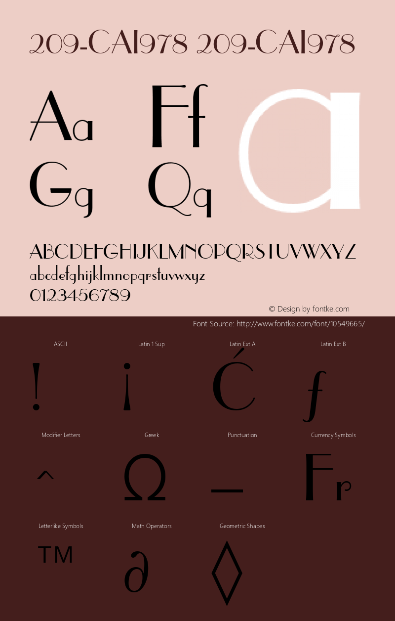 209-CAI978 209-CAI978 Version 3.0 Font Sample