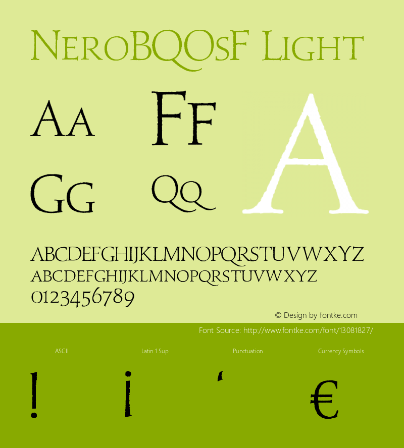 NeroBQOsF Light Version 001.001 Font Sample