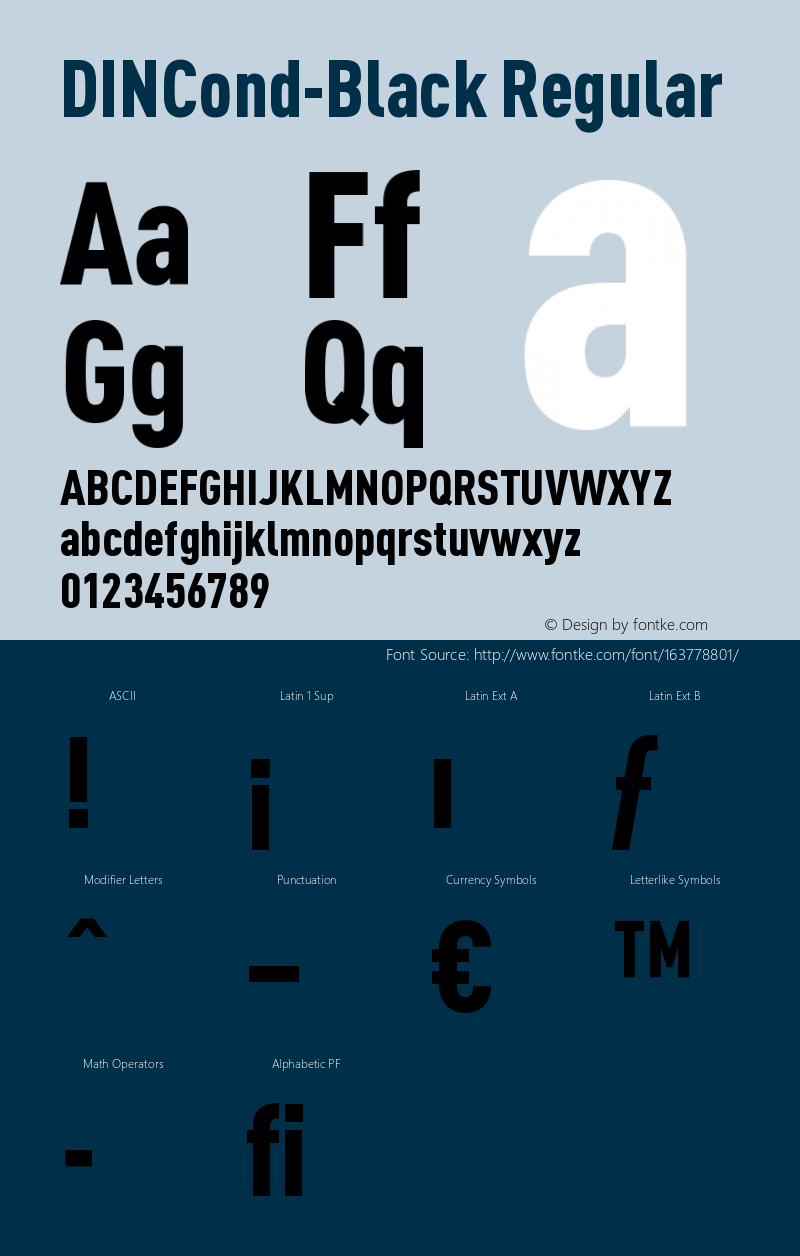 DINCond-Black 001.000 Font Sample