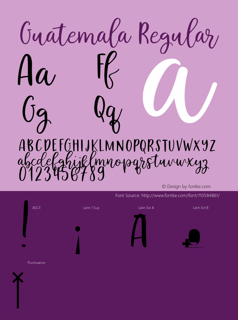 Guatemala-Regular Version 1.000 Font Sample