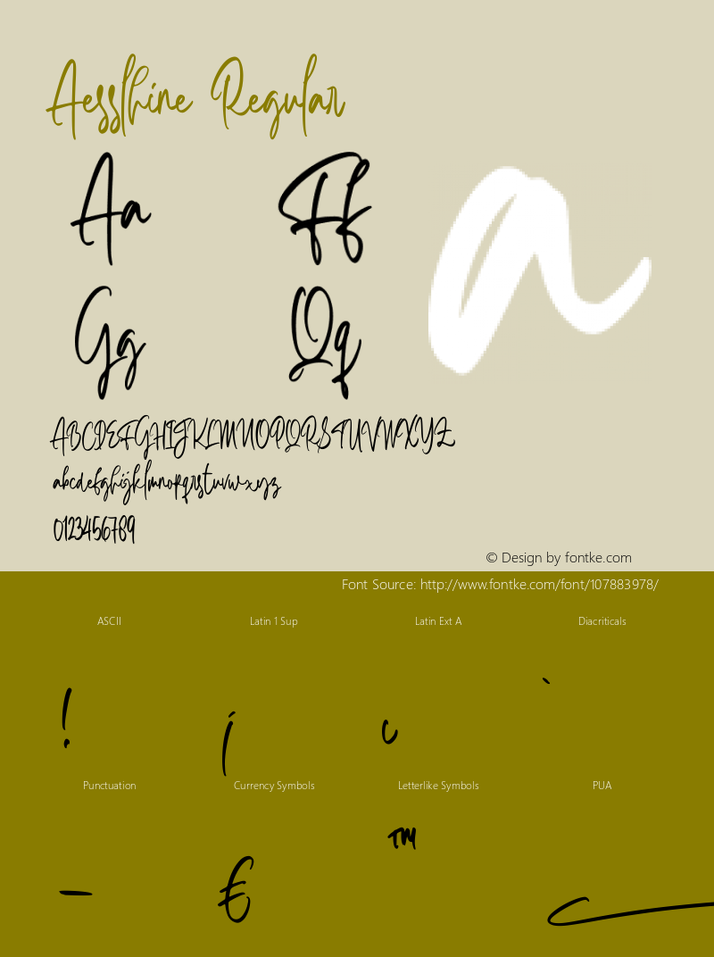 Aesslhine Version 1.00;September 29, 2020;FontCreator 12.0.0.2545 64-bit Font Sample