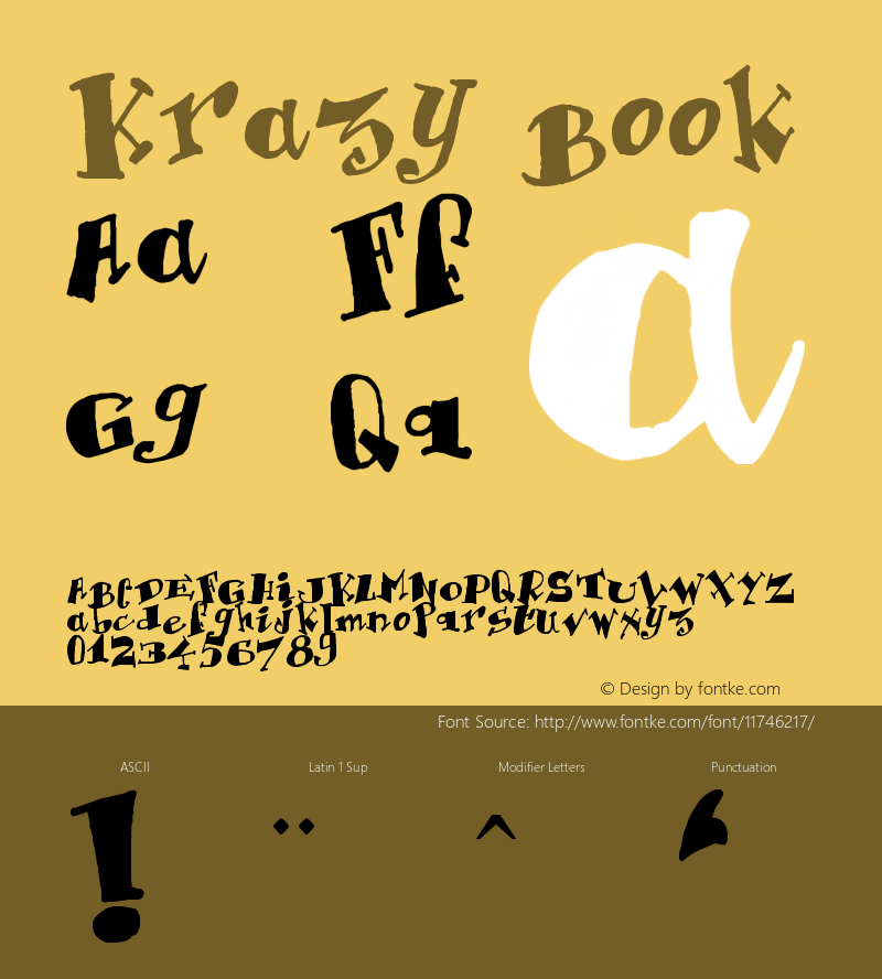 Krazy Book Version 1.00 October 23, 201 Font Sample