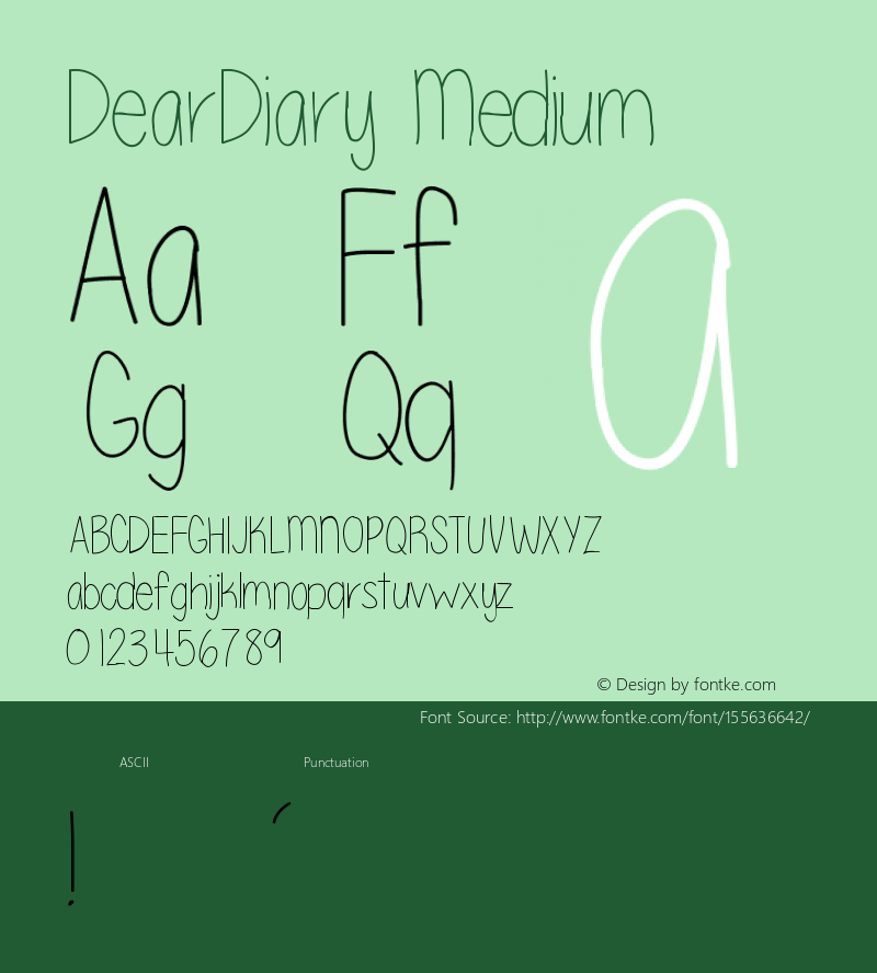 DearDiary Version 001.000 Font Sample