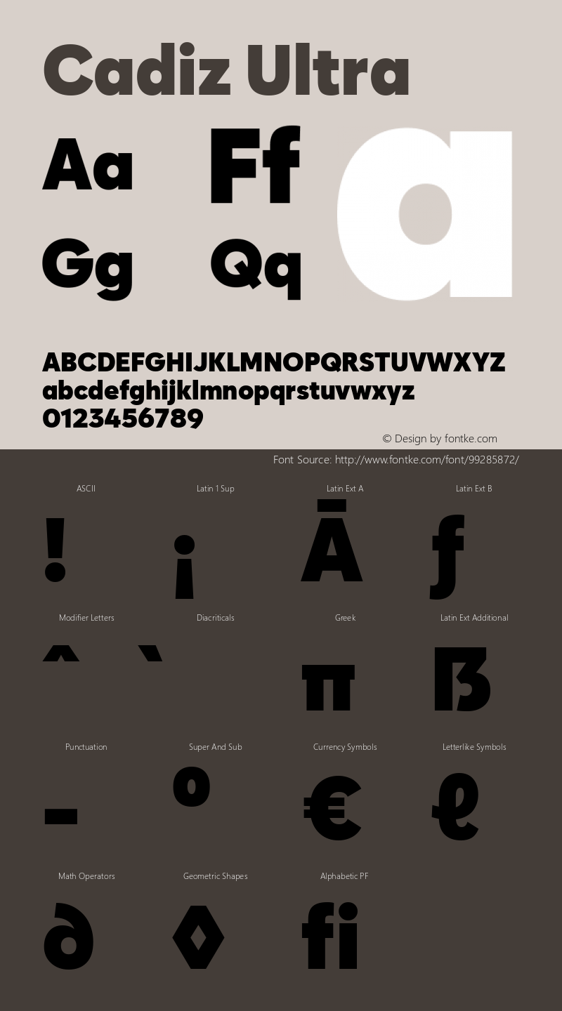 Cadiz Ultra 1.000 Font Sample