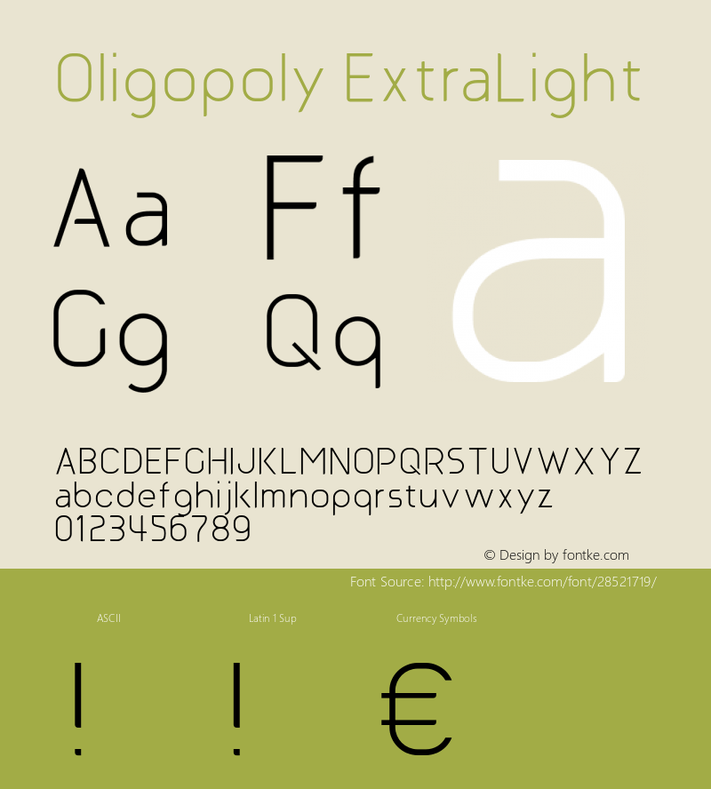 Oligopoly ExtraLight  Font Sample