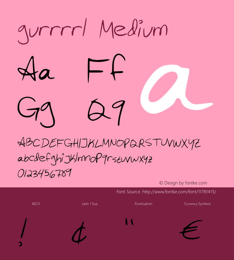 gurrrrl Medium Version 001.000 Font Sample