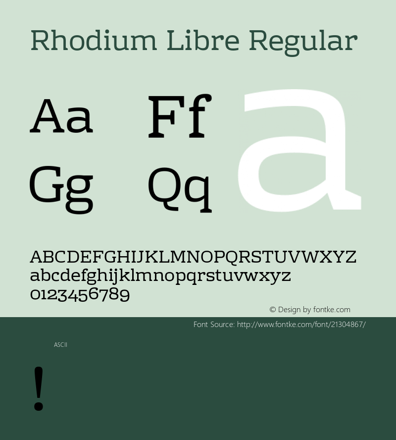 Rhodium Libre Regular  Font Sample