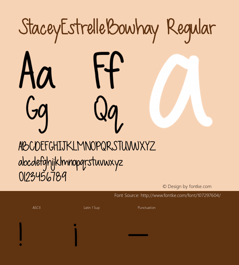 StaceyEstrelleBowhay-Regular Version 001.000 Font Sample