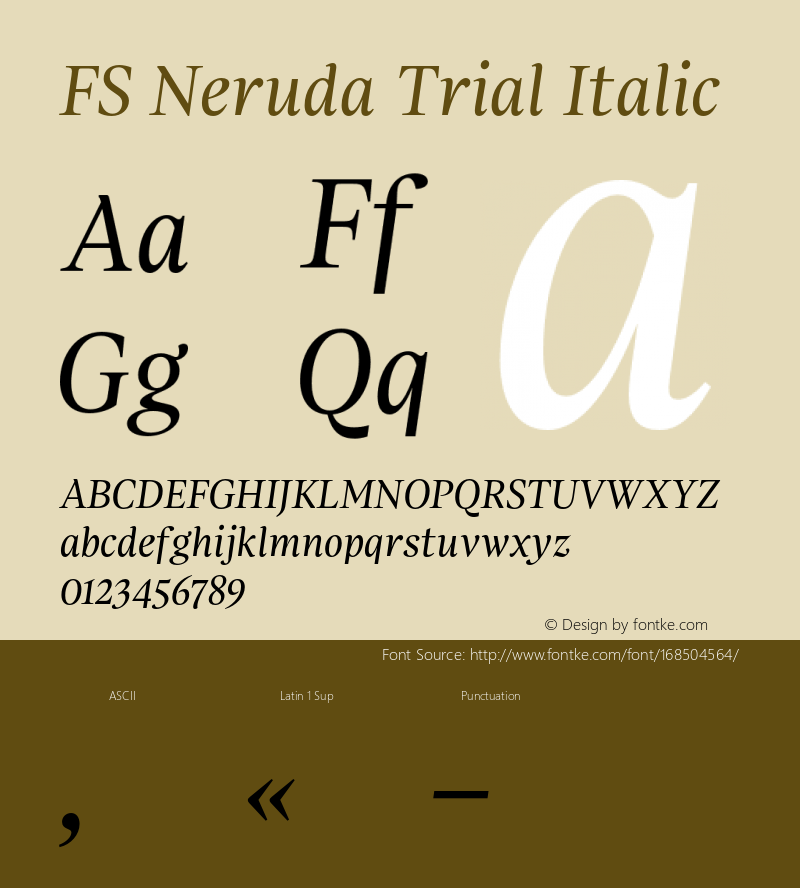 FS Neruda Trial Italic Version 1.001;PS 001.001;hotconv 1.0.88;makeotf.lib2.5.64775图片样张